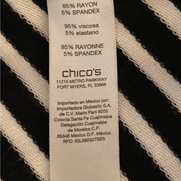 Chicos Zenergy Skirt (3) XL 16 Black White Maxi Long Pull On Stripe Chevron - Picture 6 of 11